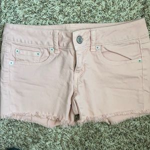 Blush pink jean shorts
